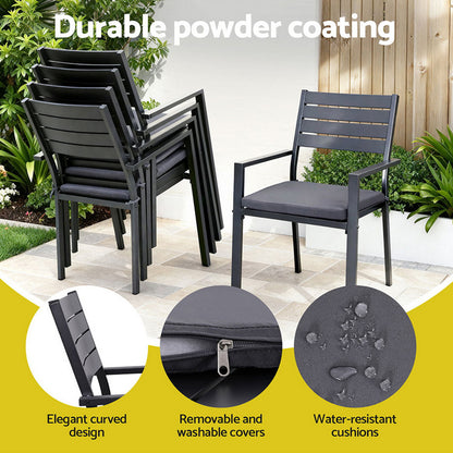 Gardeon Outdoor Dining Set 9PCS Aluminum Extendable Table Chairs Patio Furniture-Furniture &gt; Outdoor &gt; Outdoor Dining Sets-PEROZ Accessories