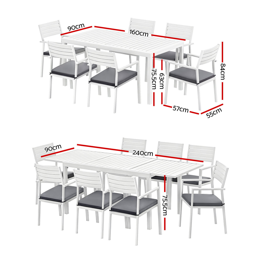 Gardeon Outdoor Dining Set 9PCS Aluminum Extendable Table Chairs Patio Furniture-Furniture > Outdoor > Outdoor Dining Sets-PEROZ Accessories