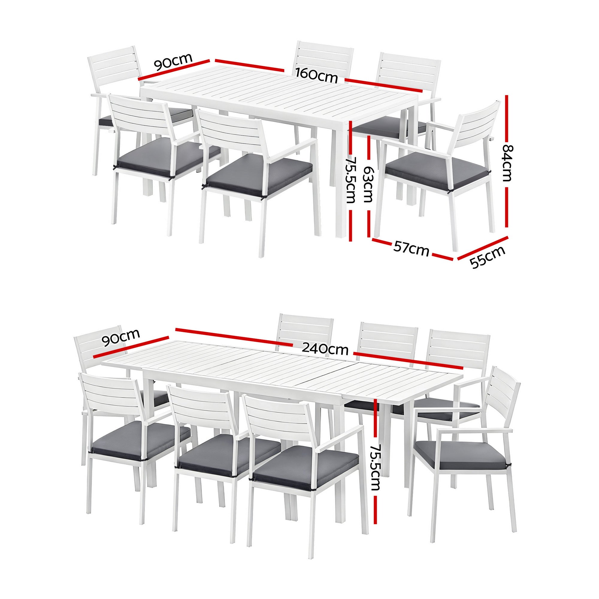 Gardeon Outdoor Dining Set 9PCS Aluminum Extendable Table Chairs Patio Furniture-Furniture > Outdoor > Outdoor Dining Sets-PEROZ Accessories