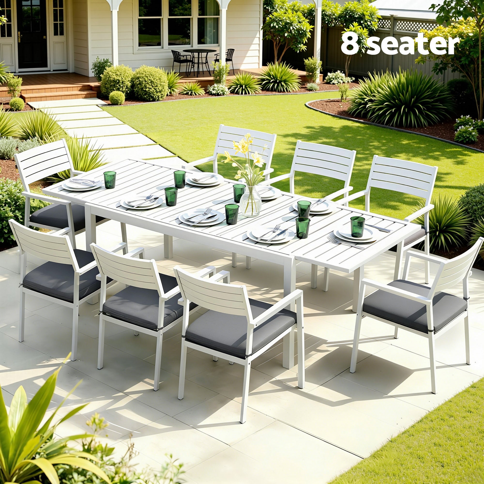 Gardeon Outdoor Dining Set 9PCS Aluminum Extendable Table Chairs Patio Furniture-Furniture > Outdoor > Outdoor Dining Sets-PEROZ Accessories