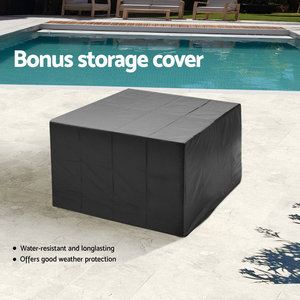 Gardeon Outdoor Dining Set 9 Piece Wicker Table Chairs Setting Grey-Outdoor Dining Sets-PEROZ Accessories
