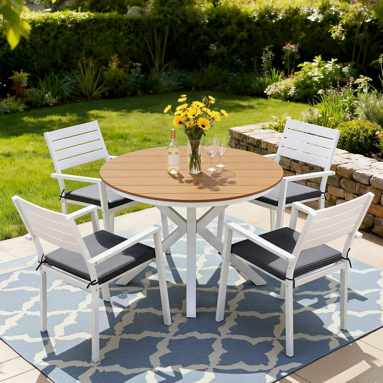 Gardeon Outdoor Dining Set 5 Piece Aluminum WPC Tabletop Patio Furniture-Furniture > Outdoor > Outdoor Dining Sets-PEROZ Accessories