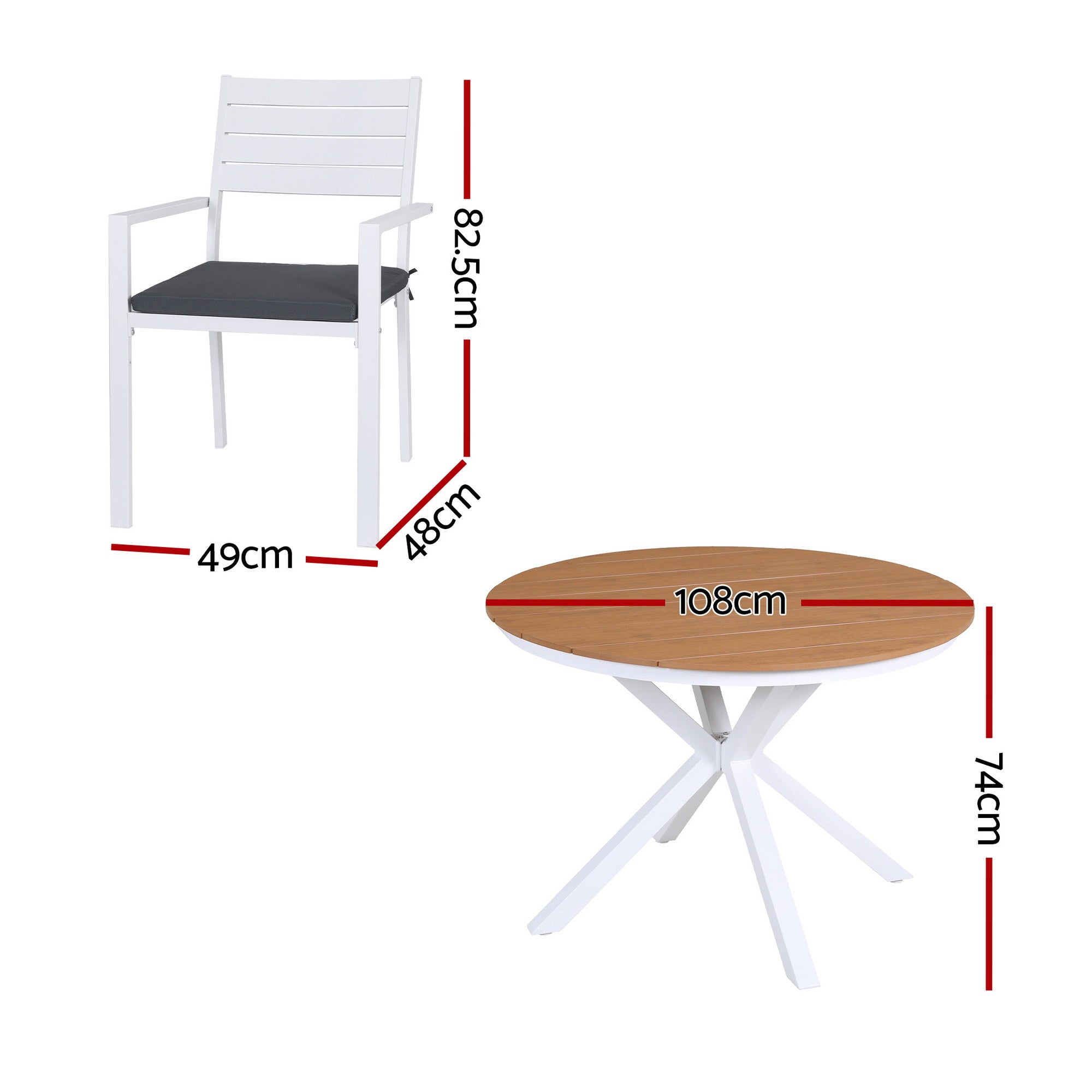 Gardeon Outdoor Dining Set 5 Piece Aluminum WPC Tabletop Patio Furniture-Furniture > Outdoor > Outdoor Dining Sets-PEROZ Accessories