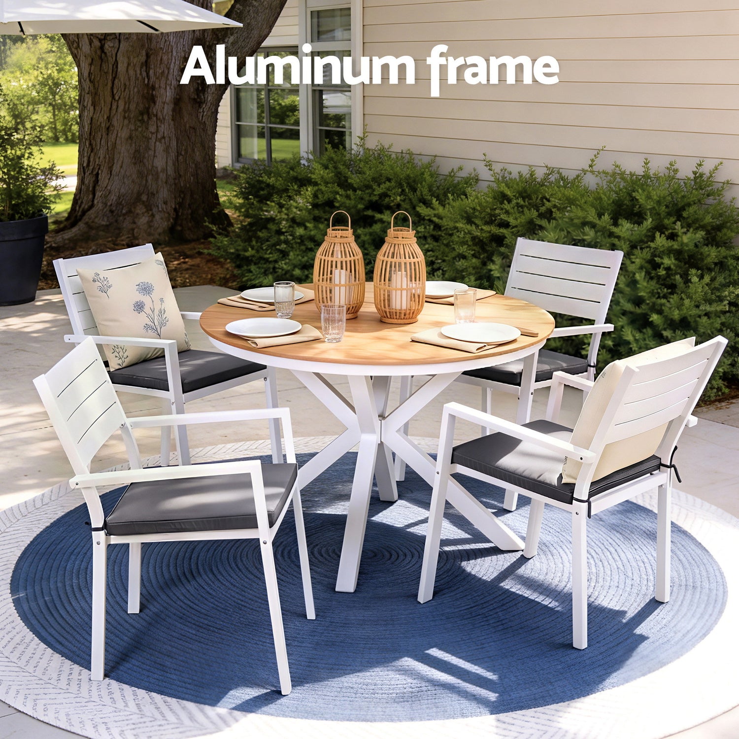Gardeon Outdoor Dining Set 5 Piece Aluminum WPC Tabletop Patio Furniture-Furniture > Outdoor > Outdoor Dining Sets-PEROZ Accessories