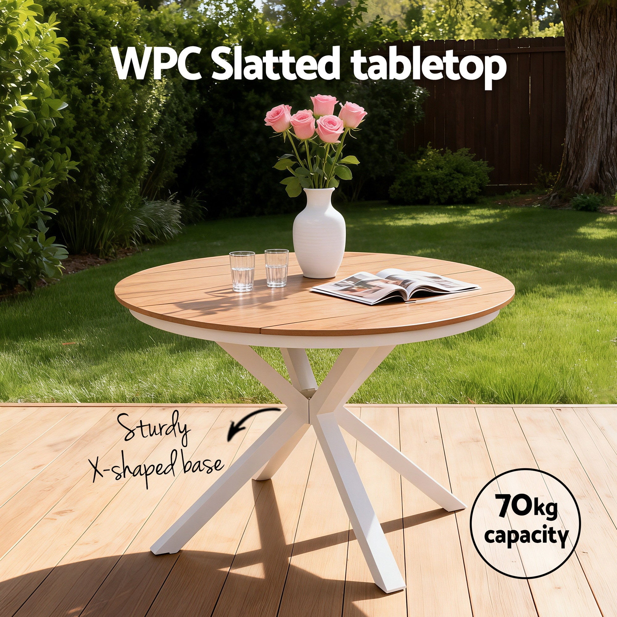 Gardeon Outdoor Dining Set 5 Piece Aluminum WPC Tabletop Patio Furniture-Furniture > Outdoor > Outdoor Dining Sets-PEROZ Accessories