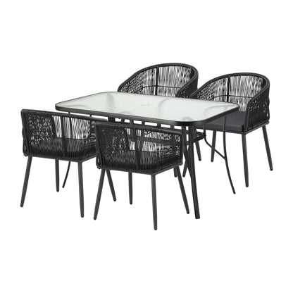 Gardeon 5PC Outdoor Dining Set Table and Chairs Garden Patio Furniture Bistro Set Black-Furniture &gt; Outdoor &gt; Outdoor Dining Sets-PEROZ Accessories