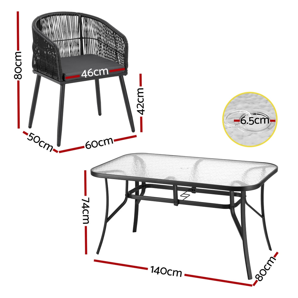 Gardeon 5PC Outdoor Dining Set Table and Chairs Garden Patio Furniture Bistro Set Black-Furniture &gt; Outdoor &gt; Outdoor Dining Sets-PEROZ Accessories