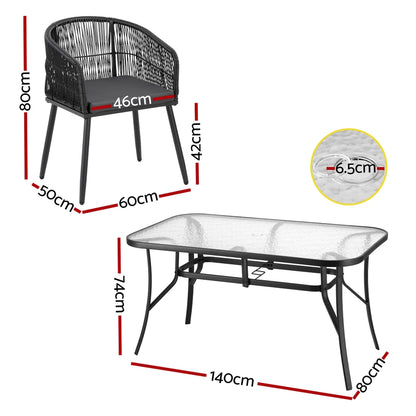Gardeon 5PC Outdoor Dining Set Table and Chairs Garden Patio Furniture Bistro Set Black-Furniture &gt; Outdoor &gt; Outdoor Dining Sets-PEROZ Accessories