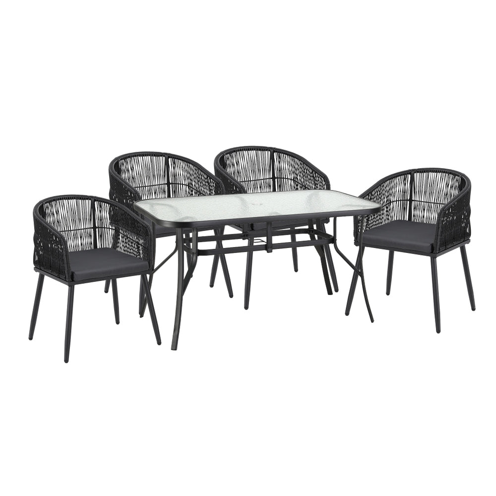 Gardeon 5PC Outdoor Dining Set Table and Chairs Garden Patio Furniture Bistro Set Black-Furniture &gt; Outdoor &gt; Outdoor Dining Sets-PEROZ Accessories