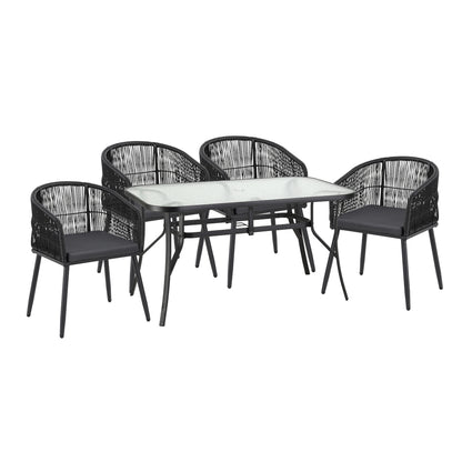 Gardeon 5PC Outdoor Dining Set Table and Chairs Garden Patio Furniture Bistro Set Black-Furniture &gt; Outdoor &gt; Outdoor Dining Sets-PEROZ Accessories