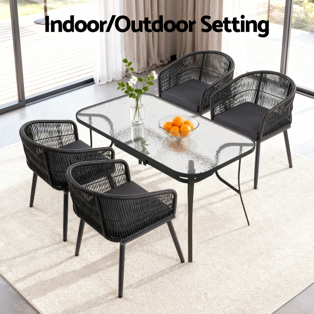 Gardeon 5PC Outdoor Dining Set Table and Chairs Garden Patio Furniture Bistro Set Black-Furniture &gt; Outdoor &gt; Outdoor Dining Sets-PEROZ Accessories