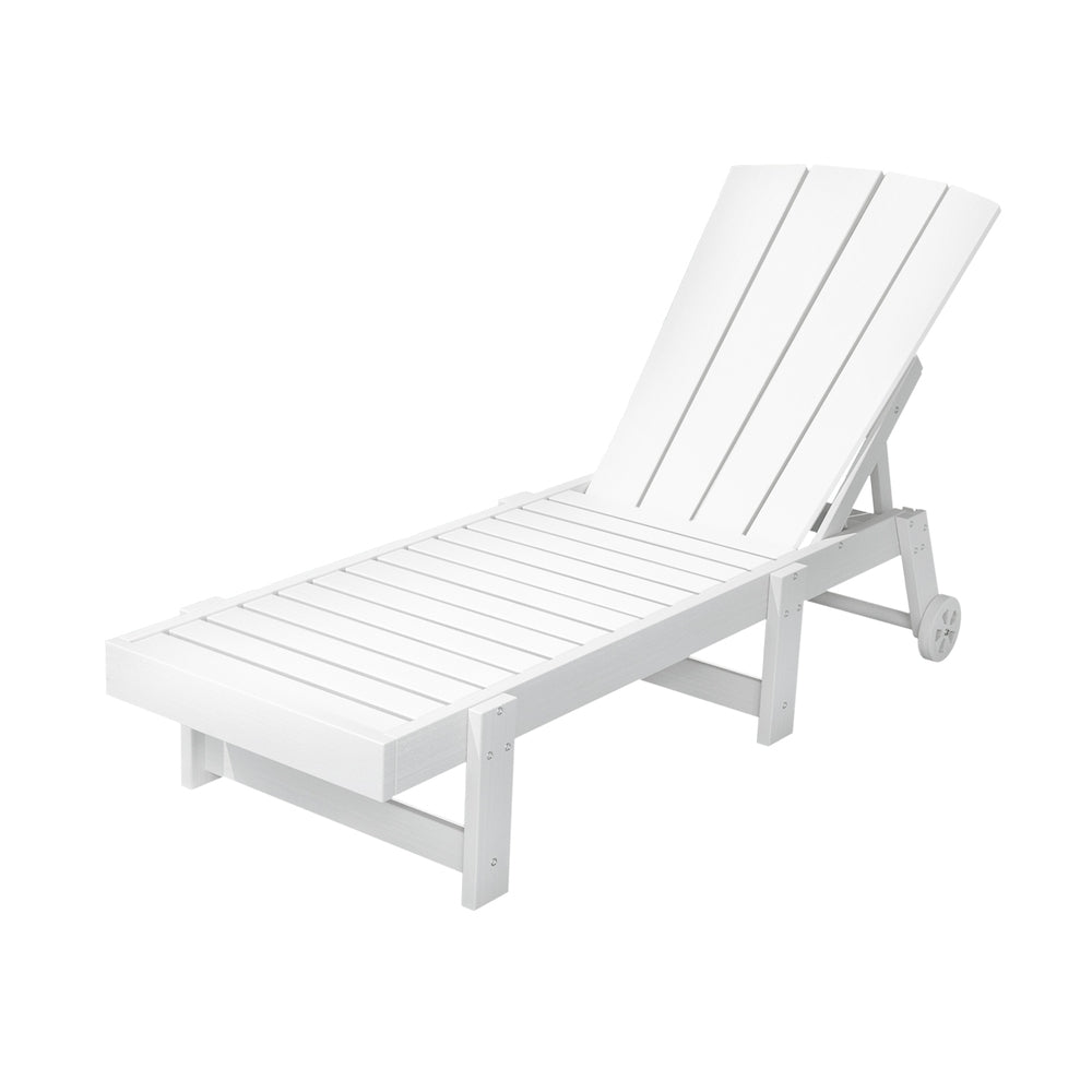 Gardeon Sun Lounge Beach Chair HDPE Adirondack Lounger Patio Outdoor Furniture with Wheels White-Furniture &gt; Outdoor &gt; Outdoor Tables-PEROZ Accessories