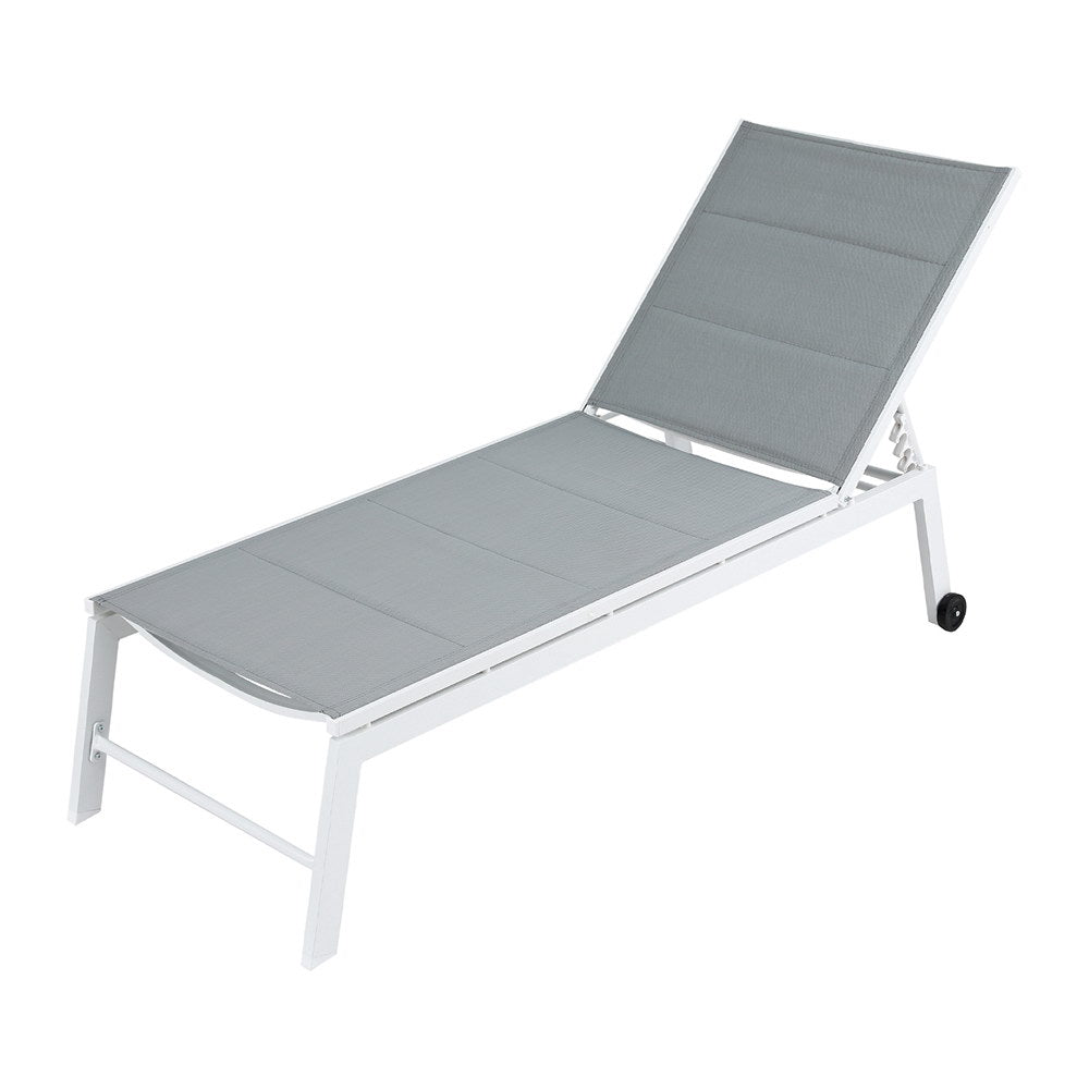 Gardeon Sun Lounger Chaise Lounge Wheels Patio Furniture Outdoor Setting White-Furniture &gt; Outdoor &gt; Outdoor Sofas &amp; Lounge Sets-PEROZ Accessories
