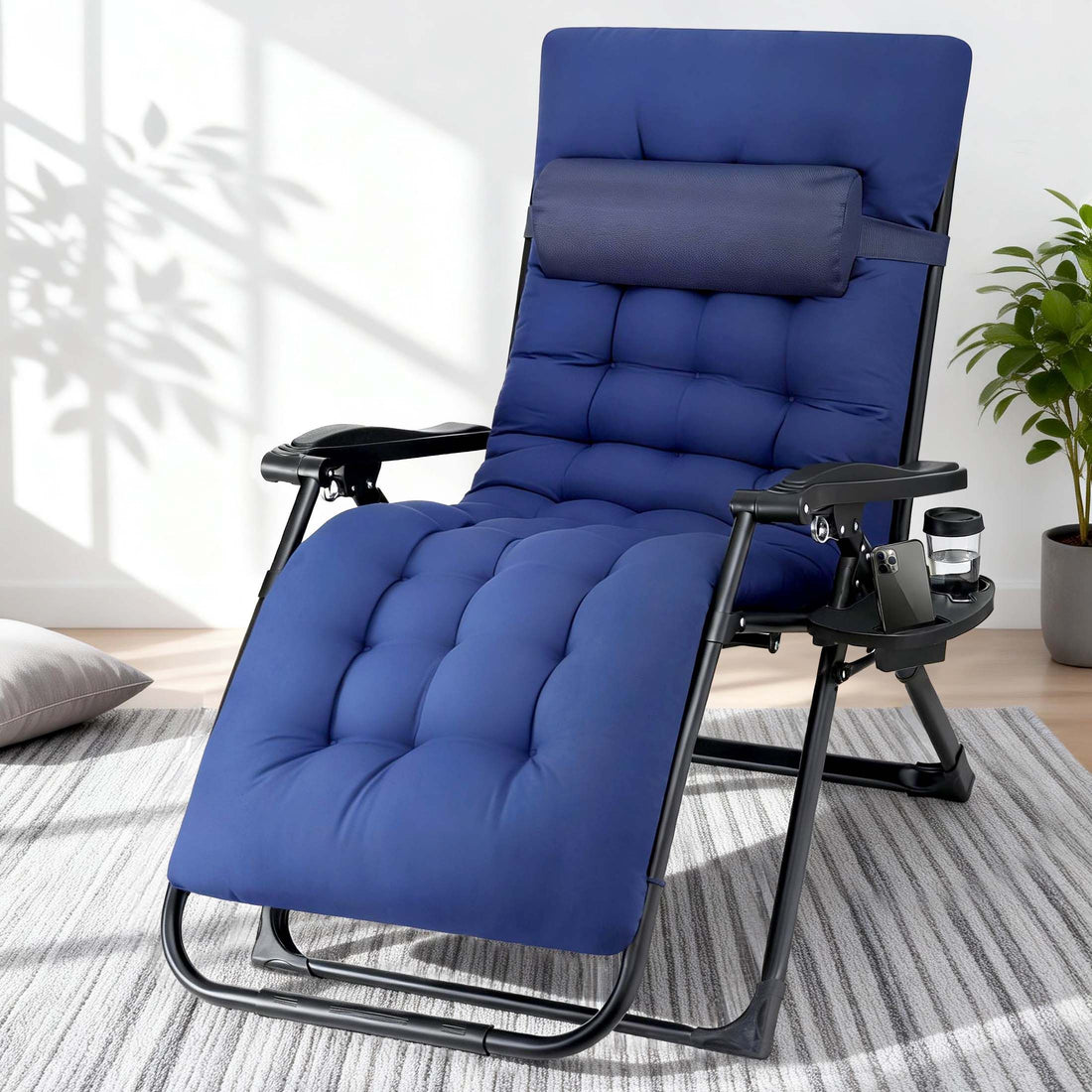 Gardeon Sun Lounge Lounger Folding Camping Zero Gravity Chair Outdoor Furniture XL Blue-Furniture > Outdoor > Outdoor Chairs-PEROZ Accessories