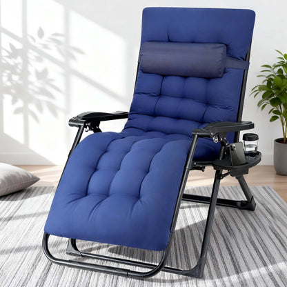 Gardeon Sun Lounge Lounger Folding Camping Zero Gravity Chair Outdoor Furniture XL Blue-Furniture > Outdoor > Outdoor Chairs-PEROZ Accessories