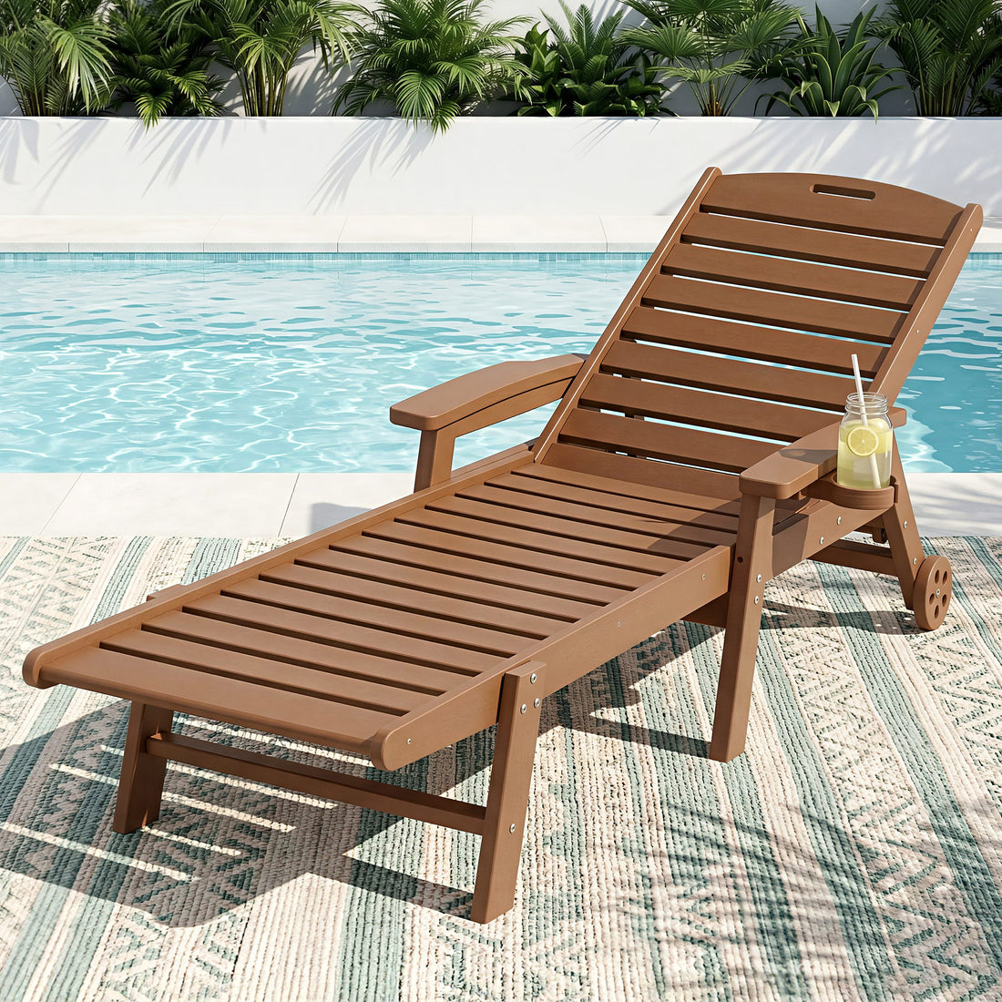 Gardeon Sun Lounge Lounger Beach Chair HDPE Patio Outdoor Furniture with Wheels Brown-Furniture > Outdoor > Outdoor Chairs-PEROZ Accessories