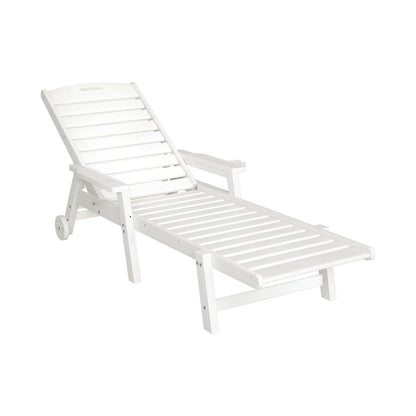 Gardeon Sun Lounge Lounger Beach Chair HDPE Patio Outdoor Furniture with Wheels White-Furniture &gt; Outdoor &gt; Outdoor Chairs-PEROZ Accessories