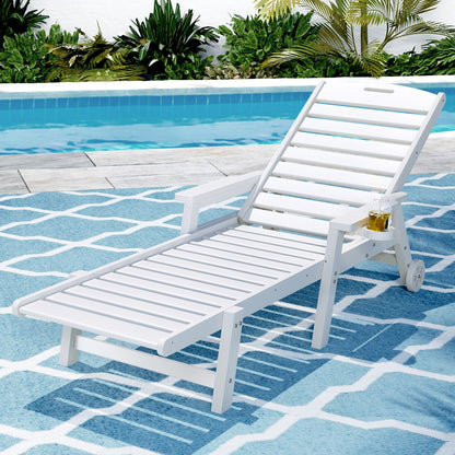 Gardeon Sun Lounge Lounger Beach Chair HDPE Patio Outdoor Furniture with Wheels White-Furniture &gt; Outdoor &gt; Outdoor Chairs-PEROZ Accessories