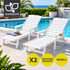 Gardeon 2PCS Sun Lounge Lounger Beach Chair HDPE Patio Outdoor Furniture with Wheels White-Furniture > Outdoor > Outdoor Chairs-PEROZ Accessories
