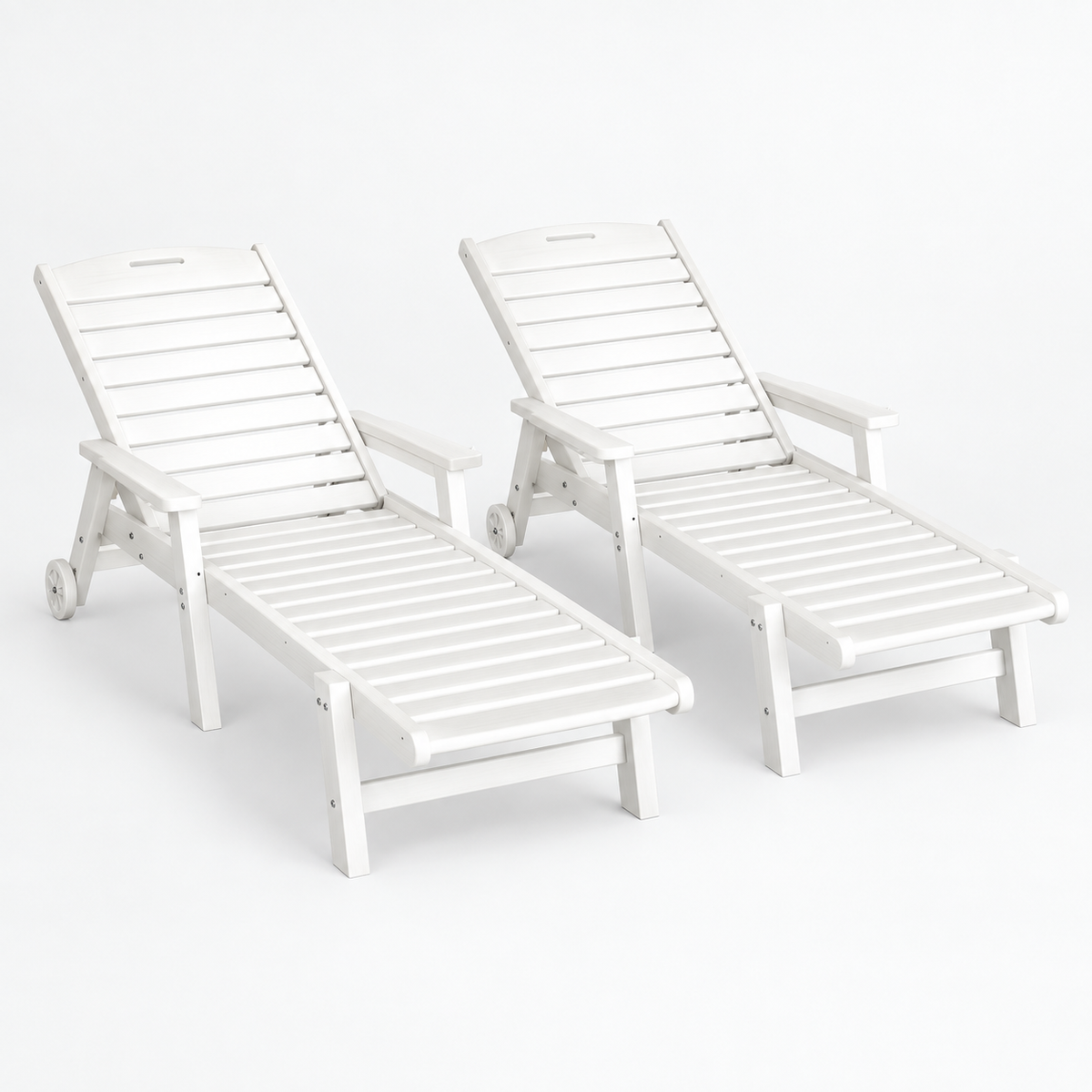 Gardeon 2PCS Sun Lounge Lounger Beach Chair HDPE Patio Outdoor Furniture with Wheels White-Furniture > Outdoor > Outdoor Chairs-PEROZ Accessories