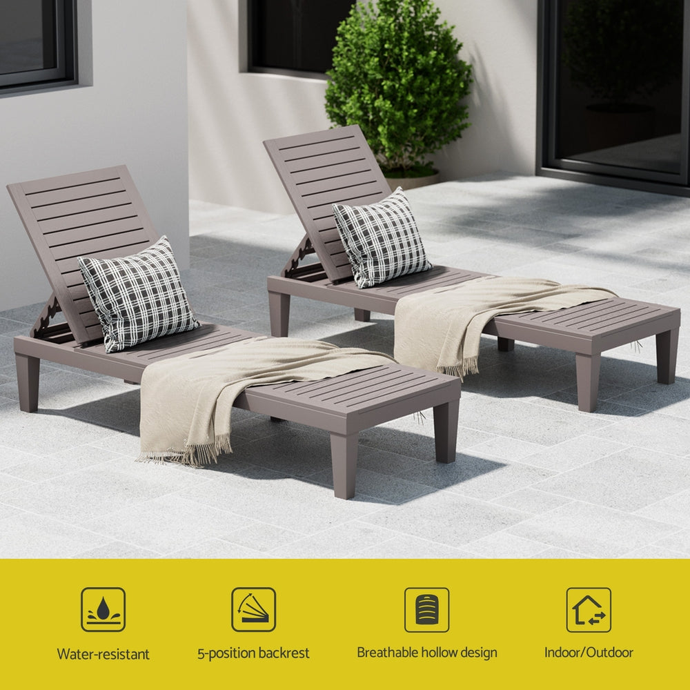 Gardeon Sun Lounge Adjustable Recliner Patio Outdoor Furniture Lightweight Grey-Furniture &gt; Outdoor &gt; Outdoor Sofas &amp; Lounge Sets-PEROZ Accessories