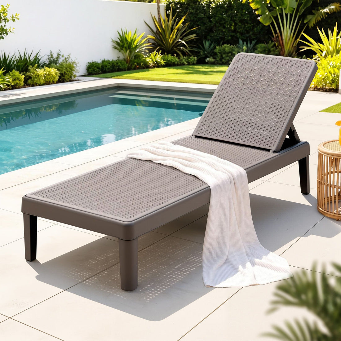 Gardeon Sun Lounge Adjustable Lounger Patio Outdoor Furniture Lightweight Brown-Furniture > Outdoor > Outdoor Chairs-PEROZ Accessories