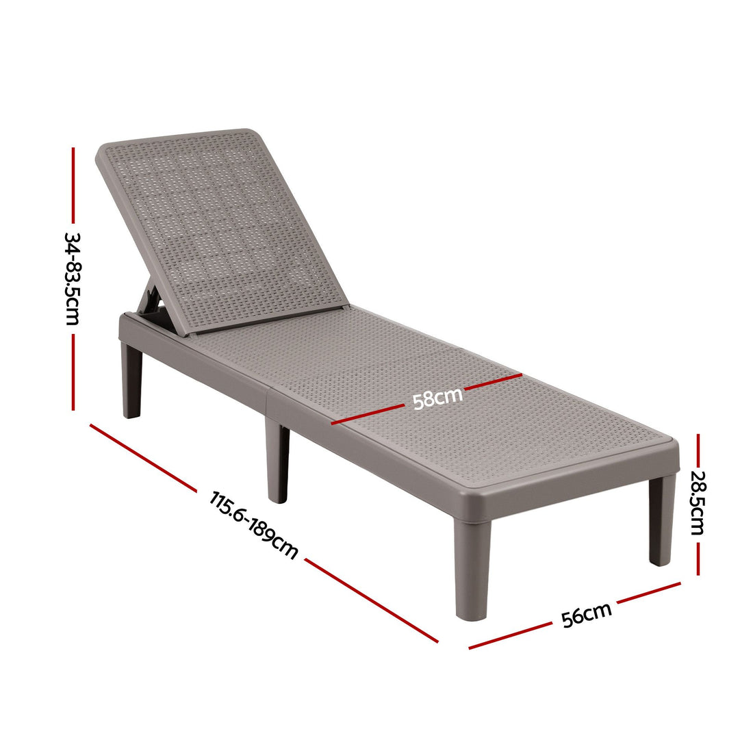 Gardeon Sun Lounge Adjustable Lounger Patio Outdoor Furniture Lightweight Brown-Furniture > Outdoor > Outdoor Chairs-PEROZ Accessories