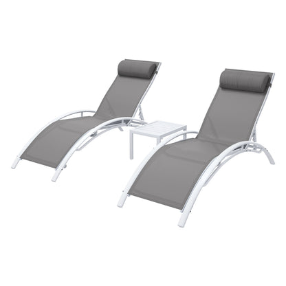 Gardeon 3PC Sun Lounge Outdoor Lounger Table Chairs Steel Patio Furniture Garden-Furniture &gt; Outdoor &gt; Outdoor Sofas &amp; Lounge Sets-PEROZ Accessories