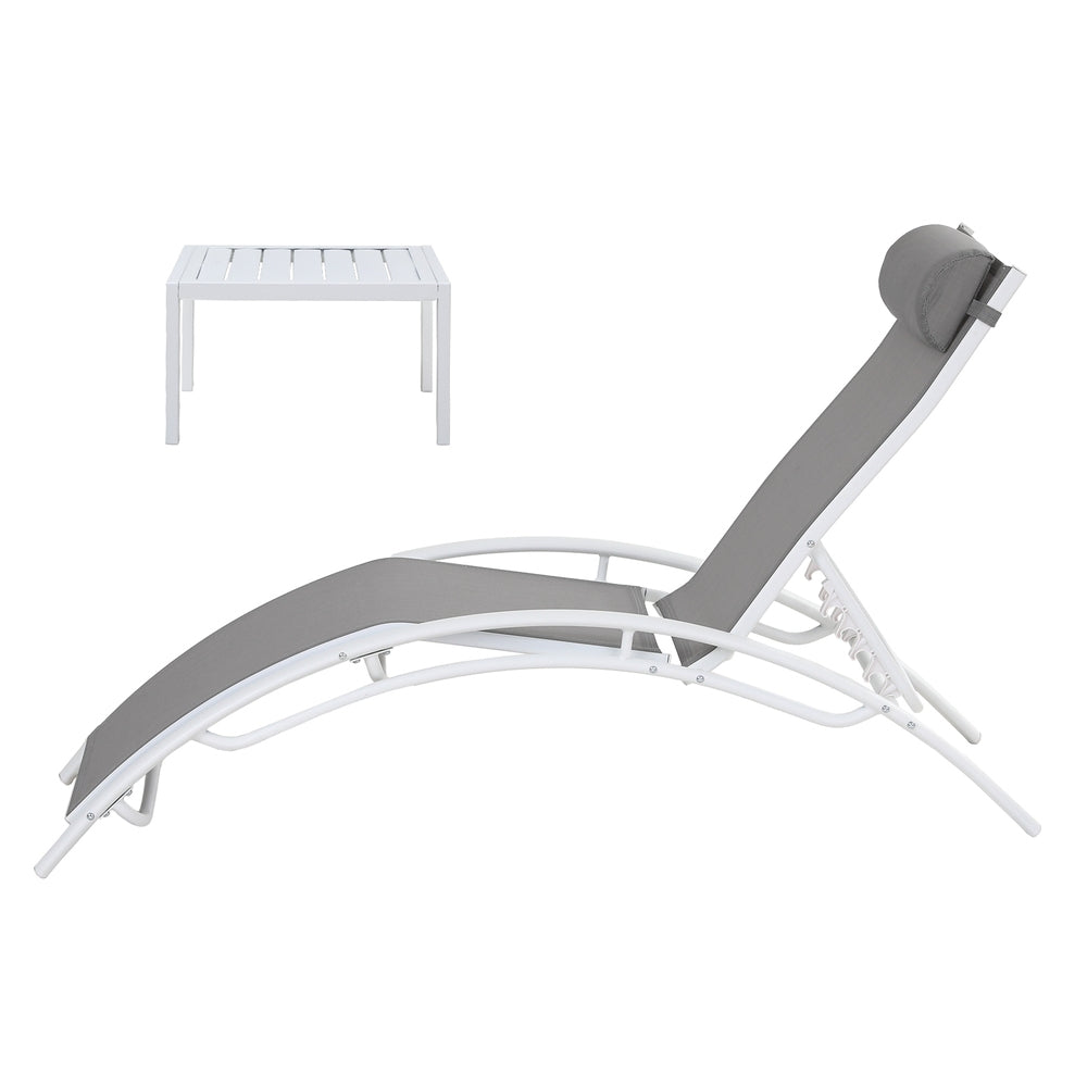 Gardeon 3PC Sun Lounge Outdoor Lounger Table Chairs Steel Patio Furniture Garden-Furniture &gt; Outdoor &gt; Outdoor Sofas &amp; Lounge Sets-PEROZ Accessories