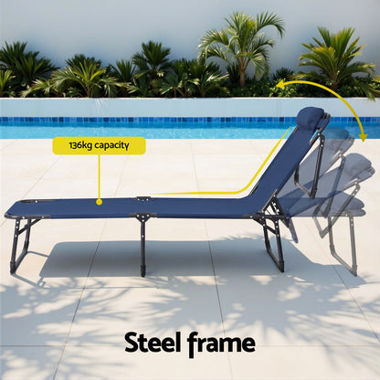 Gardeon Sun Lounger Folding Lounge Beach Chair Patio Outdoor Furniture-Furniture &gt; Outdoor &gt; Outdoor Chairs-PEROZ Accessories
