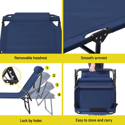 Gardeon Sun Lounger Folding Lounge Beach Chair Patio Outdoor Furniture-Furniture &gt; Outdoor &gt; Outdoor Chairs-PEROZ Accessories