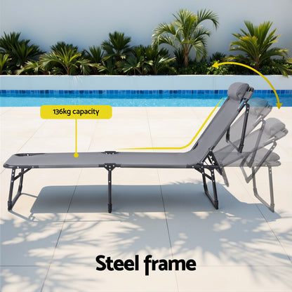 Gardeon Sun Lounger Folding Lounge Beach Chair Patio Outdoor Furniture-Furniture &gt; Outdoor &gt; Outdoor Sofas &amp; Lounge Sets-PEROZ Accessories