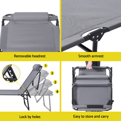 Gardeon Sun Lounger Folding Lounge Beach Chair Patio Outdoor Furniture-Furniture &gt; Outdoor &gt; Outdoor Sofas &amp; Lounge Sets-PEROZ Accessories