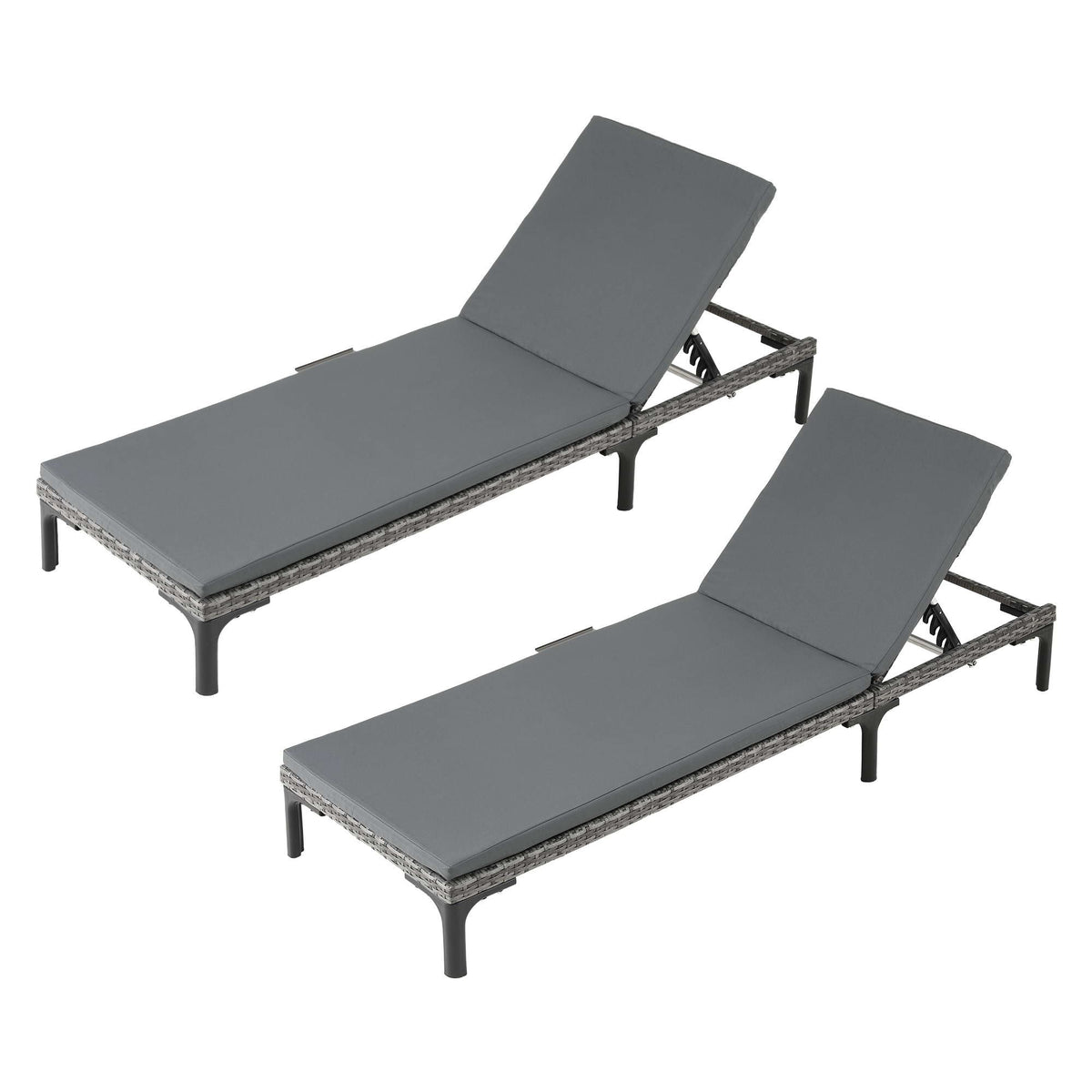 Gardeon 2PC Sun Lounger PE Rattan Recliners with Cup Holder Cushion Rain Cover-Furniture > Outdoor > Outdoor Chairs-PEROZ Accessories