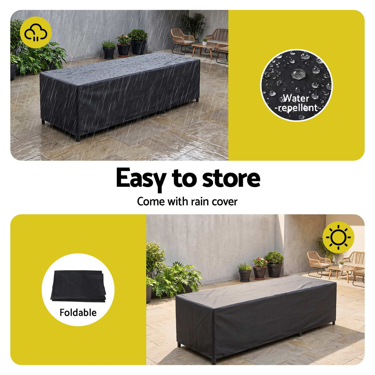 Gardeon 2PC Sun Lounger PE Rattan Recliners with Cup Holder Cushion Rain Cover-Furniture > Outdoor > Outdoor Chairs-PEROZ Accessories
