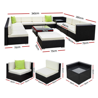 Gardeon 13-Piece Outdoor Sofa Set Wicker Couch Lounge Setting Cover-Outdoor Sofa Sets-PEROZ Accessories