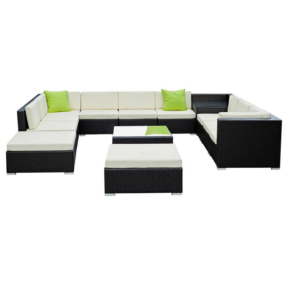 Gardeon 13-Piece Outdoor Sofa Set Wicker Couch Lounge Setting Cover-Outdoor Sofa Sets-PEROZ Accessories