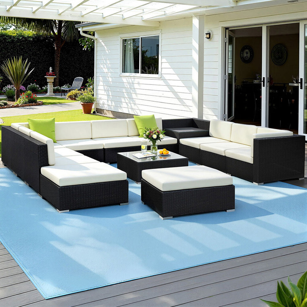 Gardeon 13-Piece Outdoor Sofa Set Wicker Couch Lounge Setting Cover-Outdoor Sofa Sets-PEROZ Accessories