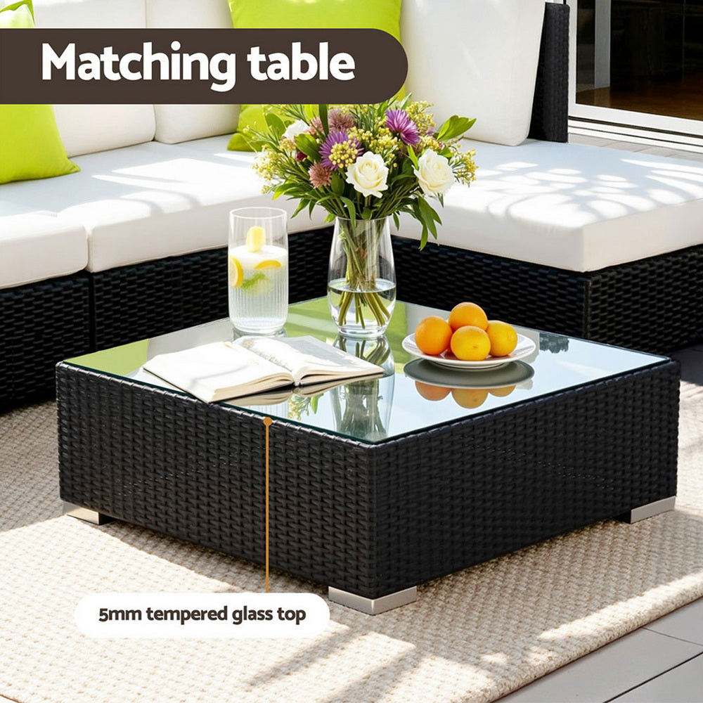Gardeon 5-Piece Outdoor Sofa Set Wicker Couch Lounge Setting Cover-Outdoor Sofa Sets-PEROZ Accessories