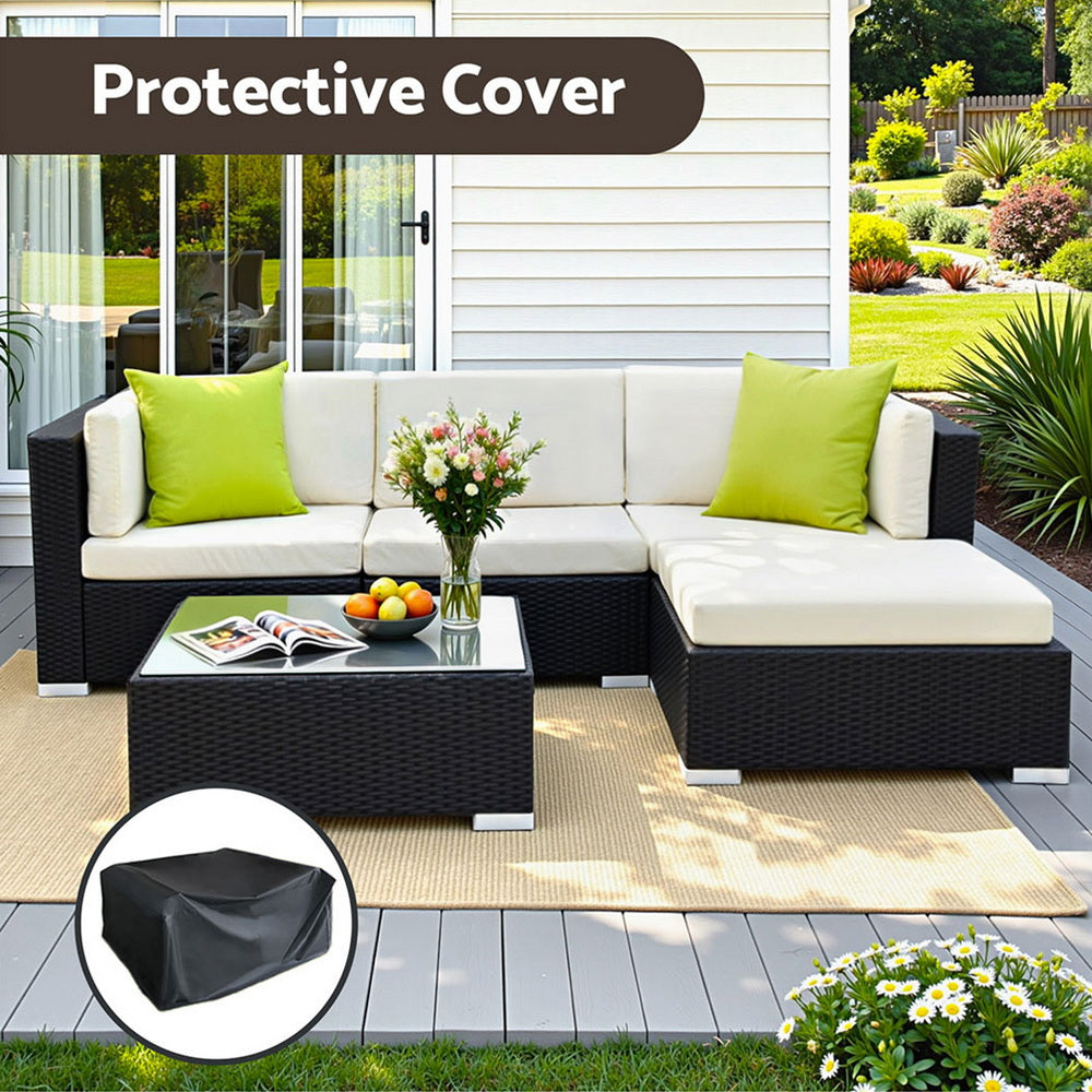 Gardeon 5-Piece Outdoor Sofa Set Wicker Couch Lounge Setting Cover-Outdoor Sofa Sets-PEROZ Accessories