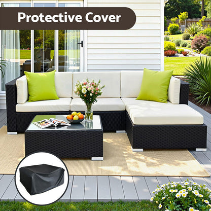Gardeon 5-Piece Outdoor Sofa Set Wicker Couch Lounge Setting Cover-Outdoor Sofa Sets-PEROZ Accessories