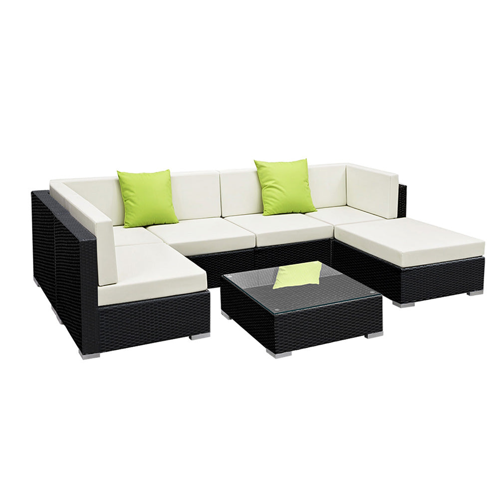 Gardeon 7-Piece Outdoor Sofa Set Wicker Couch Lounge Setting Cover-Outdoor Sofa Sets-PEROZ Accessories