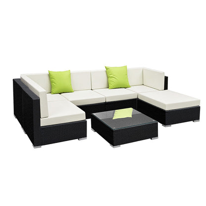 Gardeon 7-Piece Outdoor Sofa Set Wicker Couch Lounge Setting Cover-Outdoor Sofa Sets-PEROZ Accessories