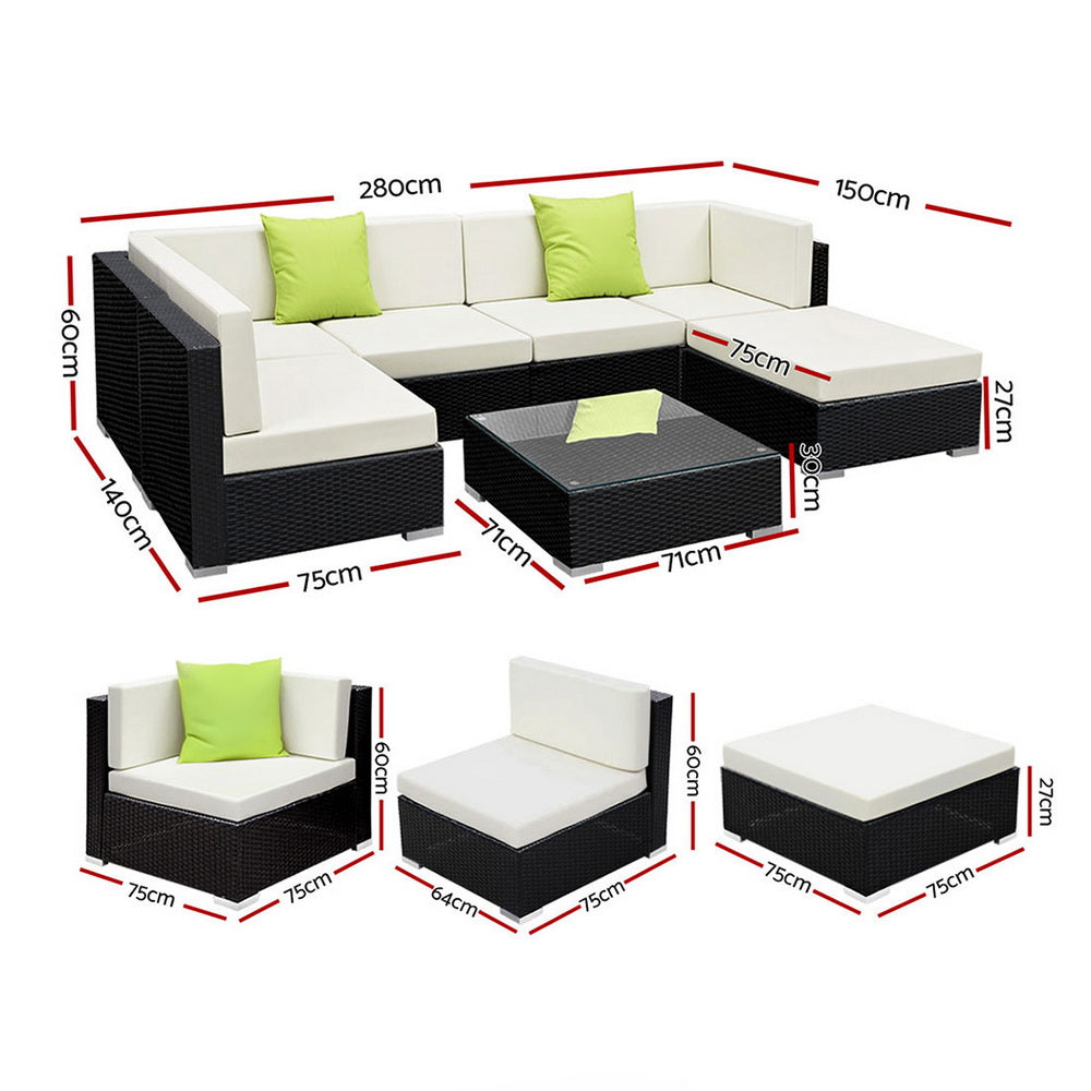Gardeon 7-Piece Outdoor Sofa Set Wicker Couch Lounge Setting Cover-Outdoor Sofa Sets-PEROZ Accessories