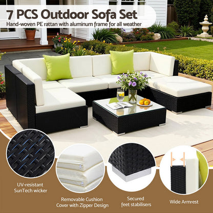 Gardeon 7-Piece Outdoor Sofa Set Wicker Couch Lounge Setting Cover-Outdoor Sofa Sets-PEROZ Accessories