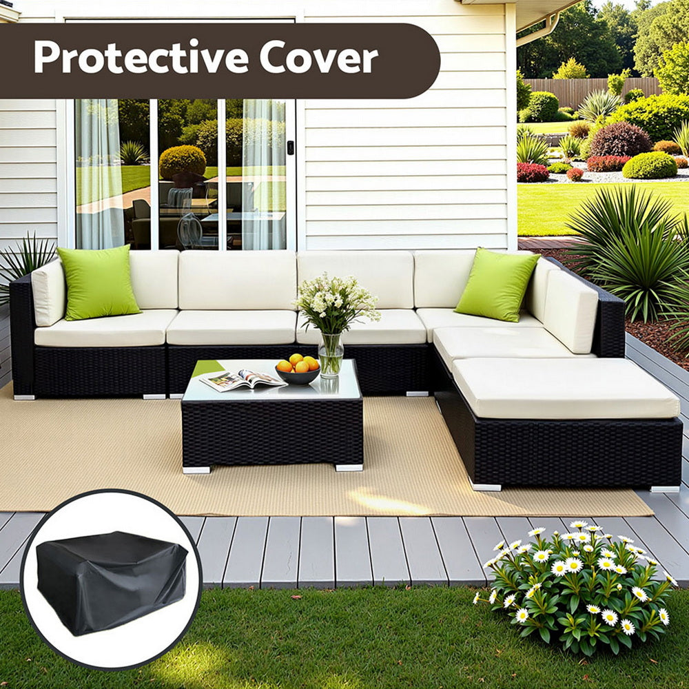 Gardeon 7-Piece Outdoor Sofa Set Wicker Couch Lounge Setting Cover-Outdoor Sofa Sets-PEROZ Accessories