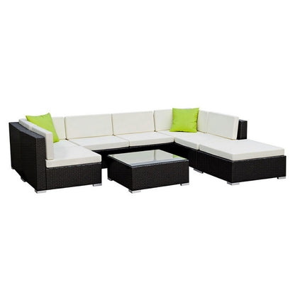Gardeon 8-Piece Outdoor Sofa Set Wicker Couch Lounge Setting Cover-Outdoor Sofa Sets-PEROZ Accessories