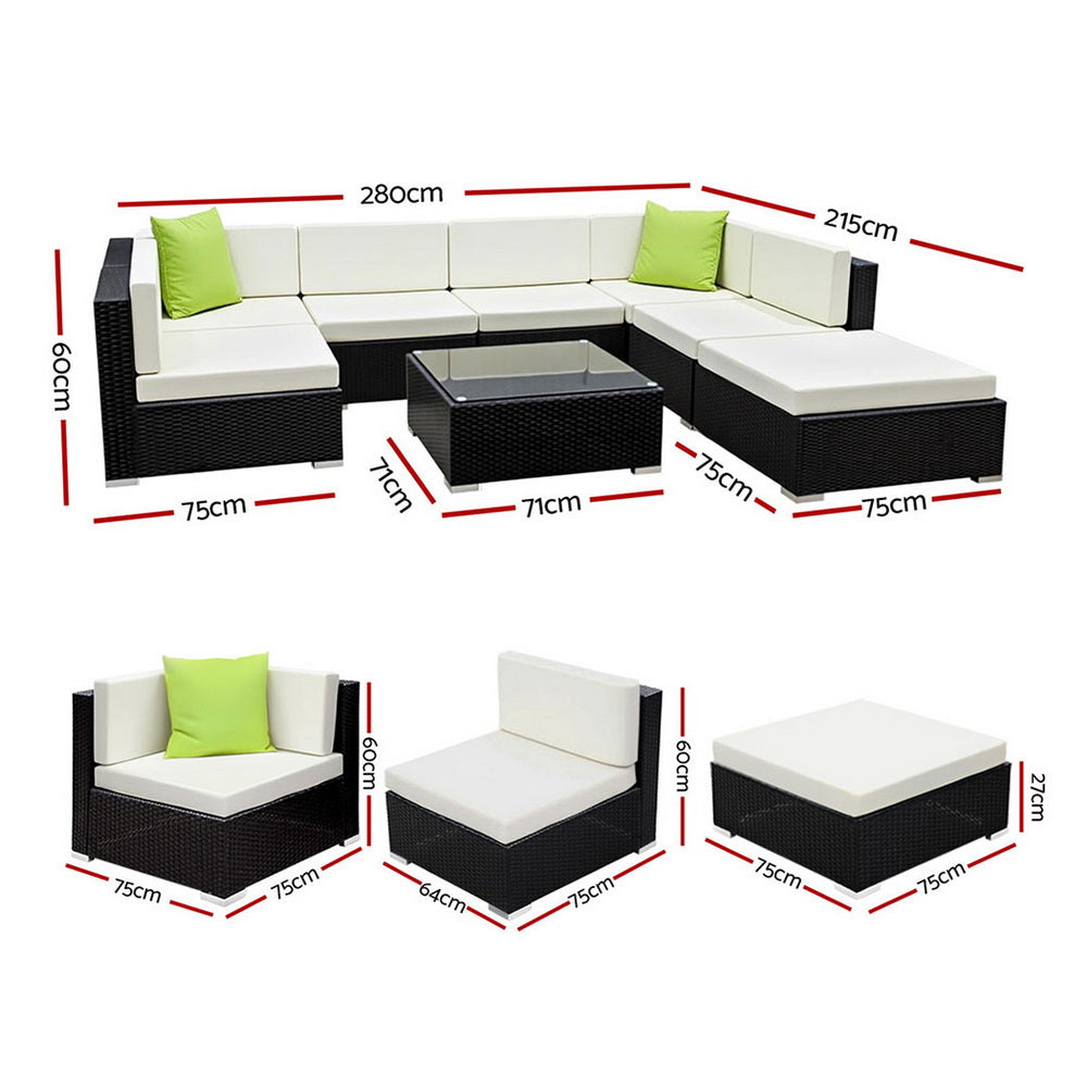 Gardeon 8-Piece Outdoor Sofa Set Wicker Couch Lounge Setting Cover-Outdoor Sofa Sets-PEROZ Accessories