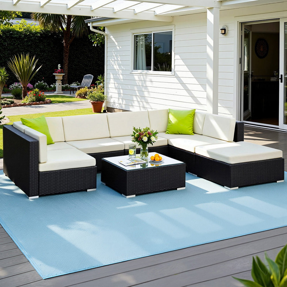 Gardeon 8-Piece Outdoor Sofa Set Wicker Couch Lounge Setting Cover-Outdoor Sofa Sets-PEROZ Accessories
