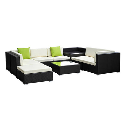 Gardeon 9-Piece Outdoor Sofa Set Wicker Couch Lounge Setting Cover-Outdoor Sofa Sets-PEROZ Accessories